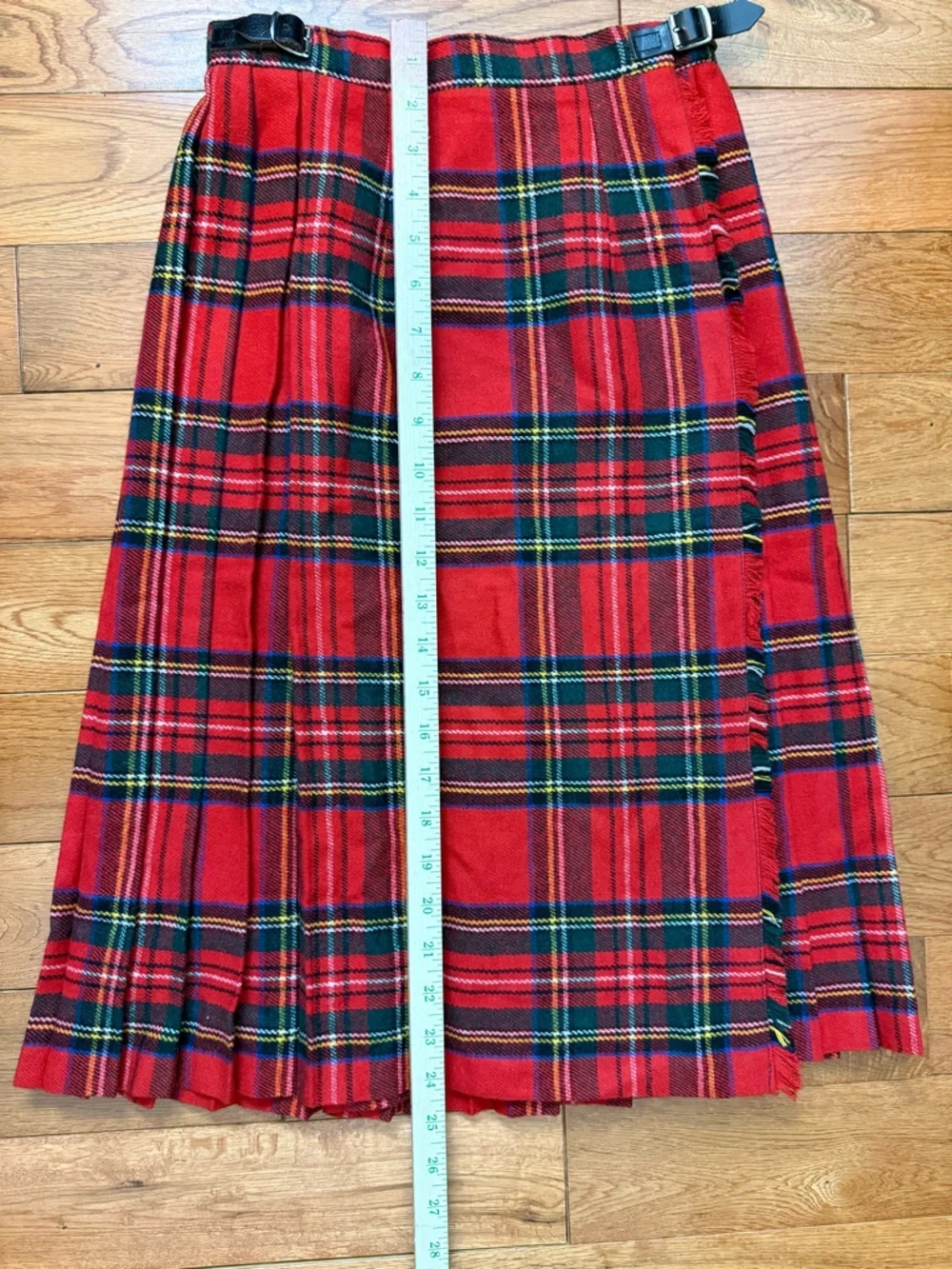 Vintage Blarney Woollen Mills Tartan Wrap Wool Blend Midi Skirt Kilt